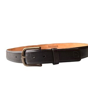 Tecovas Dark Brown Genuine Deerskin Leather Belt Mens Size 42 Brass Buckle